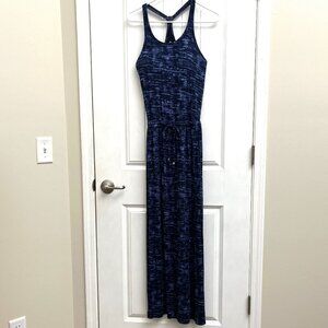 Athleta Cressida Racerback Maxi Dress Size XXS Blue Abstract Print